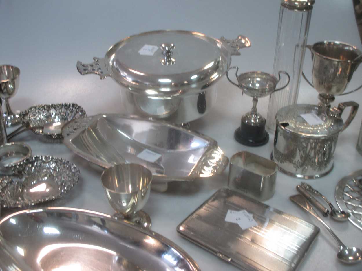 A collection of silverware including pin trays, egg cups, napkin ring, flatware, dressing table - Image 5 of 5