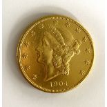 A United States of America $20 coin,