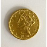 A United States of America $5 coin,