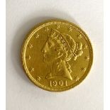 A United States of America $5 coin,