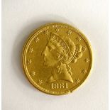 A United States of America $5 coin,