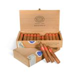 Cuban cigars. Two wooden boxes each containing 25 handmade Cuban cigars,