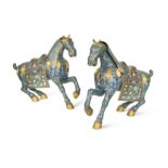 A pair of Chinese cloisonné horses,