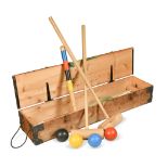 A wooden cased 'Times' croquet set.