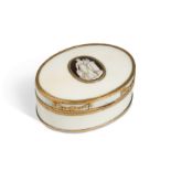 A gold-mounted ivory snuffbox, circa 1790,