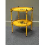 A tole painted two-tier etagere/side table, modern. 59 height x 50 wide