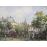 Thvoorschor (Dutch, 20th century), a Dutch market scene, oil on canvas, 75 x 107cm