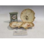 A Worcester blush ivory hors d'oeuvre dish and another painted with butterflies by Edward Rally