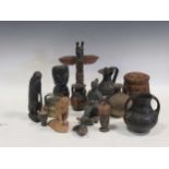 Collection of ancient vessels and pots with later carvings & objects