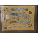 Various small modern pictures and prints, including Sarah Devereau, Aboriginal style crocodile and