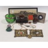 Small collectables including photo frames, costume jewellery, china etc