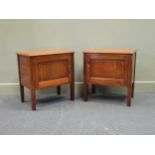 A pair of mahogany single door cabinet/ lamp tables, 58 x 56 x 38cm