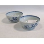 Two Nanking Cargo blue and white bowls