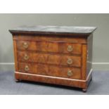 A 19th century continental marble topped mahogany commode, the marble top broken in two pieces, 90 x