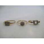 Three diamond cluster rings, each tested as 18ct gold 5g gross (3)