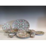 A collection of 19th century and later Chinese Cantonese items, to include a platter, plates, bowls,
