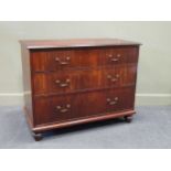 A 19th century chest of three long drawers. 86 x 110 x 56cm