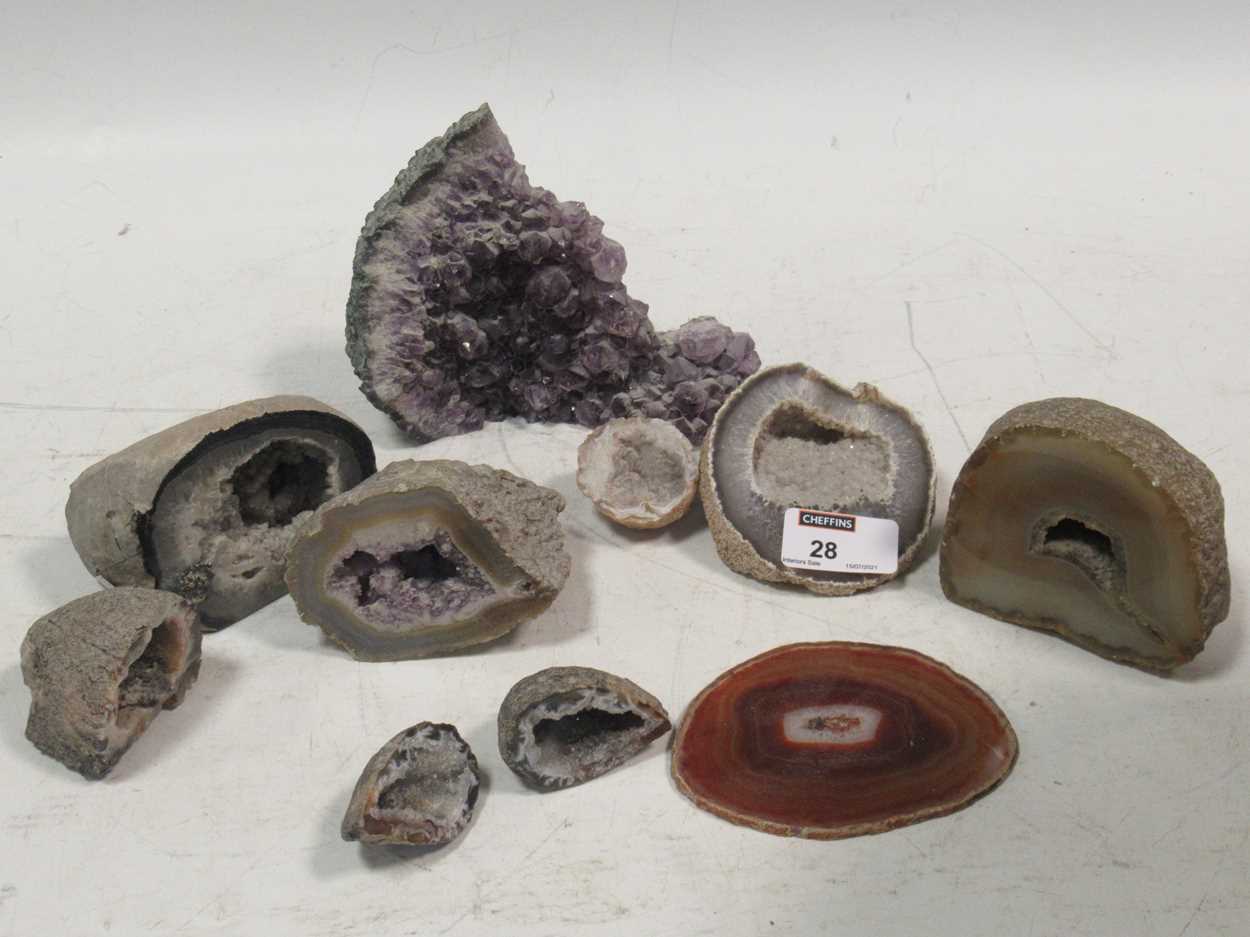 A collection of rocks, geology specimens and quartz eggs