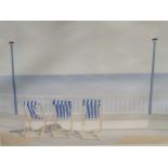 Barry Moscrop, 2 signed deckchairs type colour prints, c.1980 63 x 80cm 47 x 68cm