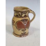 'Thomas Toft' reproduction slipware mug, probably mid 20th century