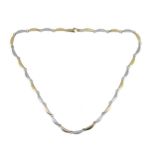 A 9ct two colour gold bar link necklace, 8.4g