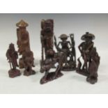 A collection of antique and later carved Chinese figures (qty)