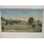 A group of six 19th century watercolours and prints, to include a study of trees on a hill,
