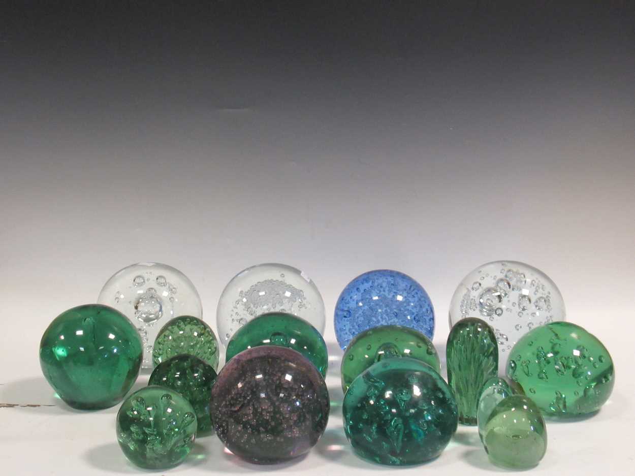 A collection of glass dumps and spheres, (16)