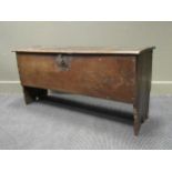 An 18th/19th century boarded plank chest, 56 x 121 x 38cm
