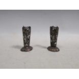 A pair of Art Nouveau posy holders approx 13cm high