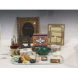 Small collectables, including miniature dolls, toy rabbit, photo frames, etc