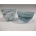 A Malcolm Sutcliffe glass bowl decorated with dolphins and another unsigned art glass bowl (2)