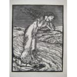Two Arts and Crafts style wood engravings in the manner of Burne Jones, 20th century, 34 x 23.5cm (