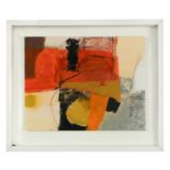 Abstract Composition in Red, Orange and Black signed 'Denny' (lower right) oil on board 35x 45cm