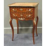 A late 19th century French rosewood side table with two drawers and gilt metal mounts 73 x 50 x