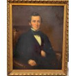 English School, late 19th Century, Portrait of a gentleman, in black, seated in an armchair oil on