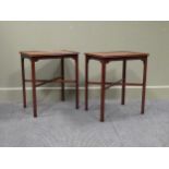 A pair of Georgian style mahogany lamp tables with "X" frame stretchers to square legs 57 x 48 x