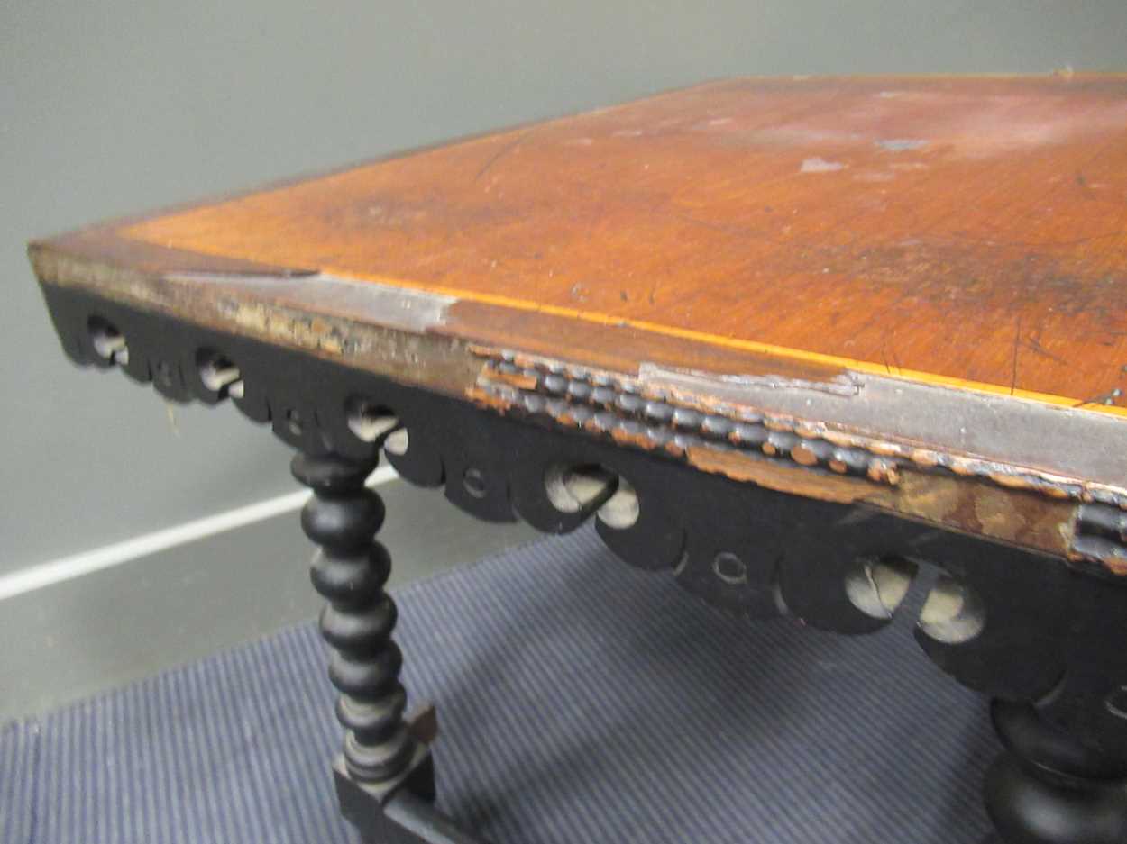 A Moorish style occasional table, the rectangular top above four bobbin turned supports 51 x 75 x - Bild 8 aus 9