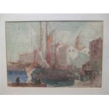 After William Lee Hankey, Boats in port, possibly a print, 24 x 35cm