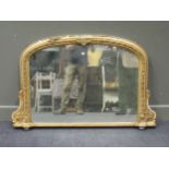 A Victorian overmantel mirror (A/F) 85 x 130cm