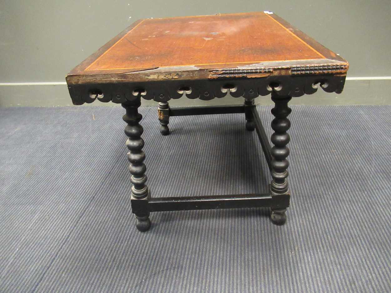 A Moorish style occasional table, the rectangular top above four bobbin turned supports 51 x 75 x - Bild 4 aus 9