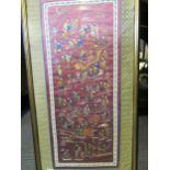 A Chinese framed silk panel