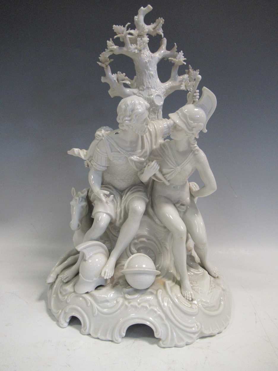 A 20th century German centrepiece with classical figures and two other figures all after the - Image 3 of 13