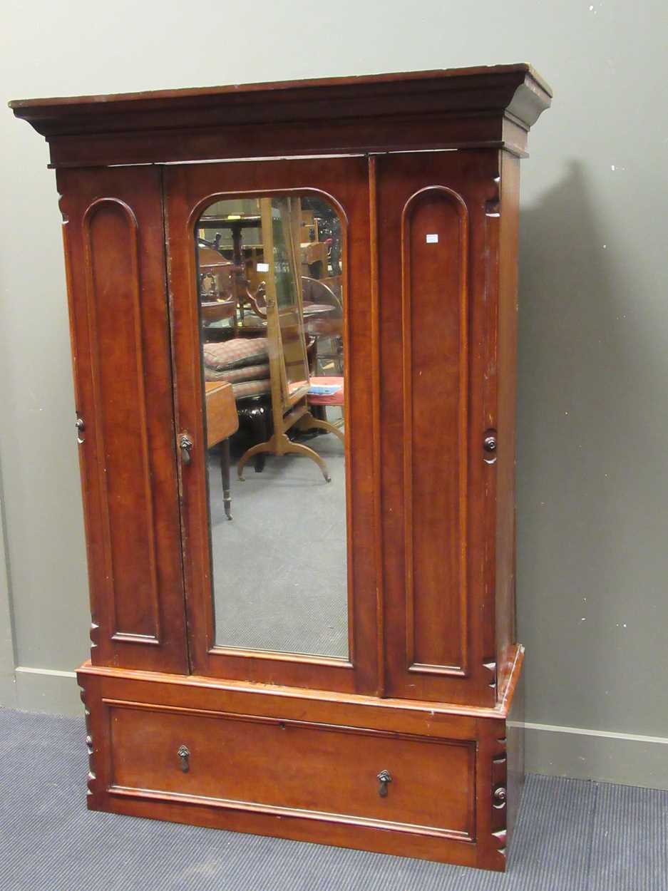 A Victorian wardrobe 188 x 123 x 49cm and a bookcase top 116 x 94 x 33cm