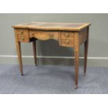 An Edwardian rosewood and satin wood inlaid serpentine fronted side/ dressing table