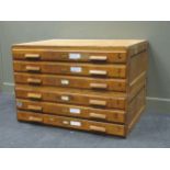 A 20th century oak six drawer plan/ map chest 79 x 115 x 83cm