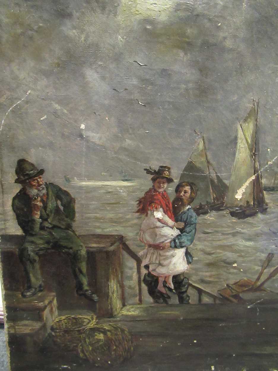 Paul Thiem (1858-1922) Fisherman returning home signed oil on canvas, unframed 48 x 32cm