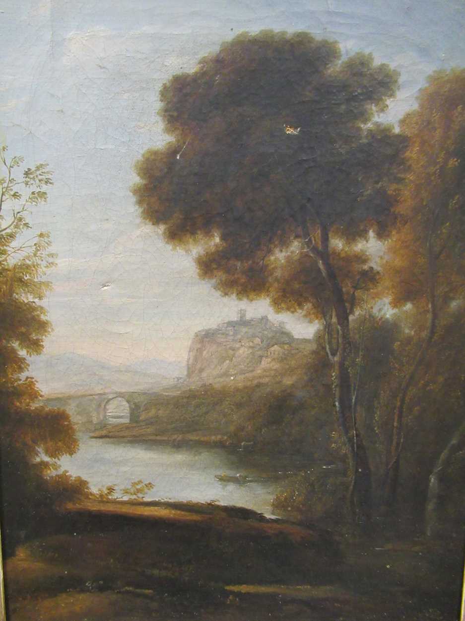 Attributed to Mary Anne Criddle (née Alabaster, 1805-1880) An Italianate landscape with a hill-top