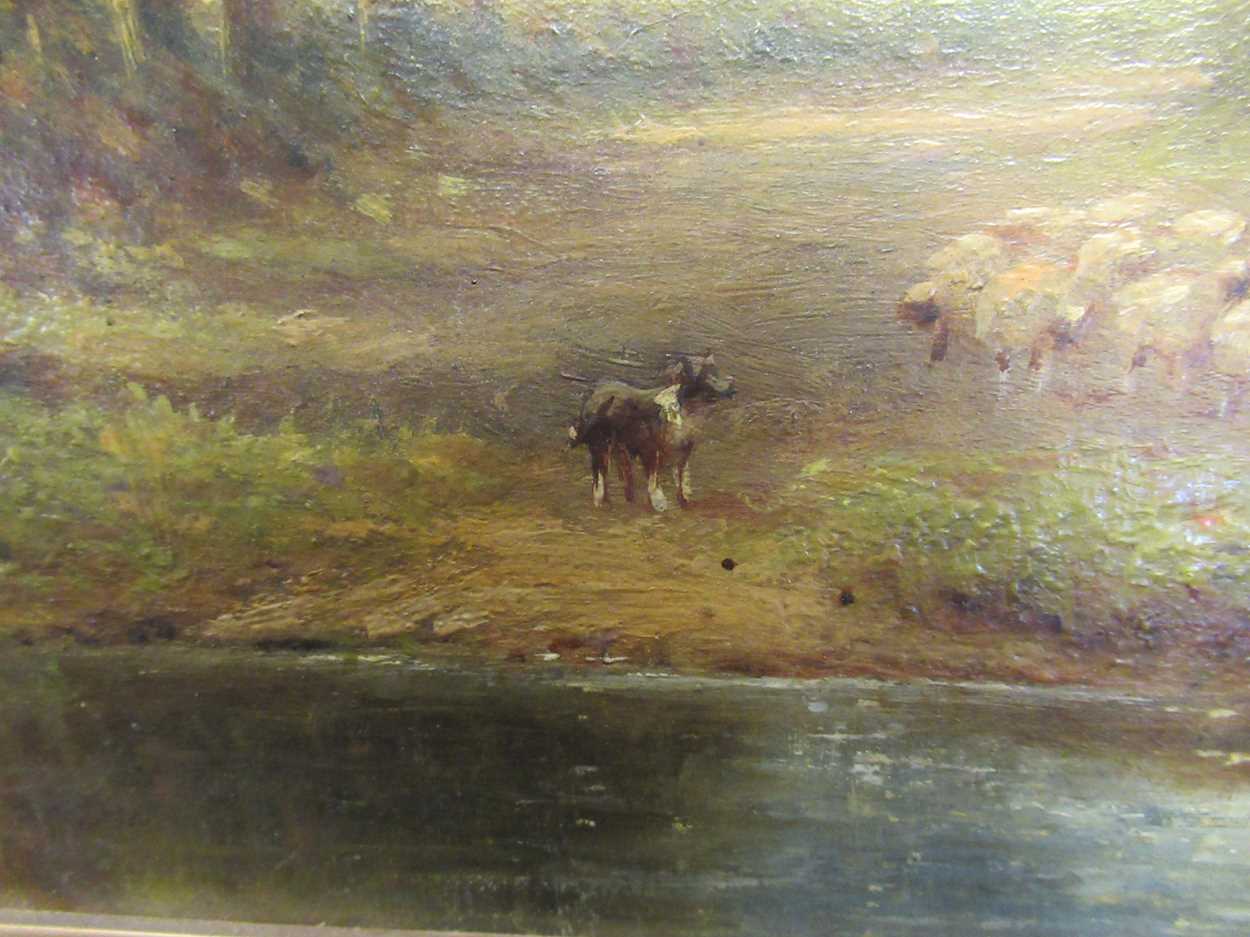 Henry Maynard (19th century) Driving sheep, signed with initials, oil on board, 39.5 x 60cm - Image 5 of 9