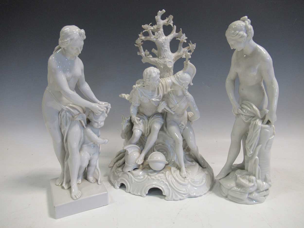 A 20th century German centrepiece with classical figures and two other figures all after the - Image 2 of 13